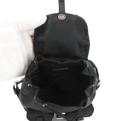 PRADA Mini Chain Shoulder Bag Nylon Leather Black BZ0029 Backpack