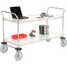 Nexel 2 Shelf Utility Cart Chrome 36""W x 18""D x 42""H Pneumatic Casters2