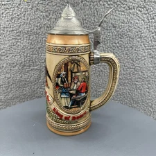 Anheuser-Busch Inc. Beer Stein "K" Series #33408 Pewter Lidded Ceramarte Brazil