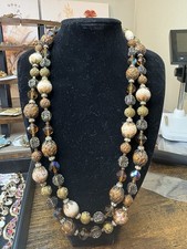 Vintage Schiaparelli 22" DoubleStrand Necklace AB Glass RhinestoneJeweled