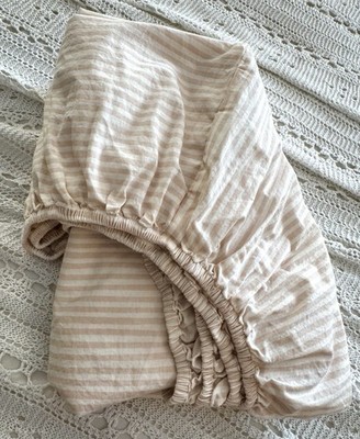 1 Pehr Fitted Baby Crib Sheet 100% Organic Cotton Pink Blush Ivory Breathable!