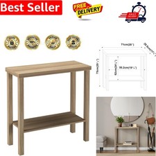 2-Tier Wooden Narrow Console Side Table, Entryway Hallway Furniture, Slim Sto...