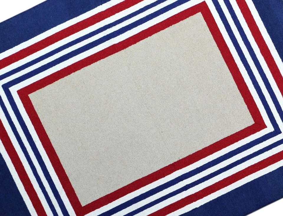 Alfombras y alfombras Ballard 9x12 color rojo rayas hechas a mano acolchadas 100 % lana Foto 3 de 4