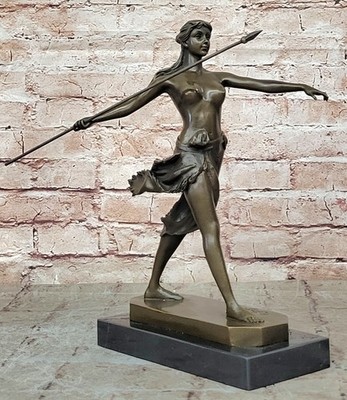 Art Deco 1920 Style Nude Diana the Huntress Dogs Bronze Statue Sculpture Deal