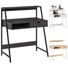 HOMCOM Computer Writing Desk for Small Space w/ Drawer, Storage Shelves