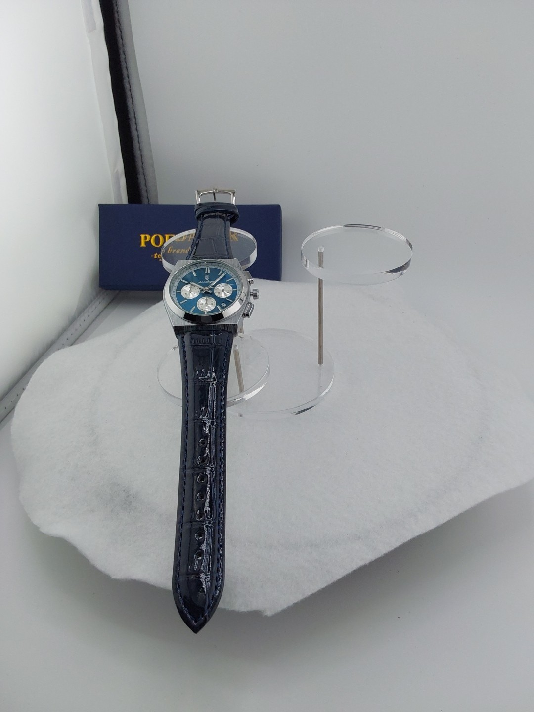 Luxury Chronograph Blue Dial 40mm With Blue Leather Strap  970