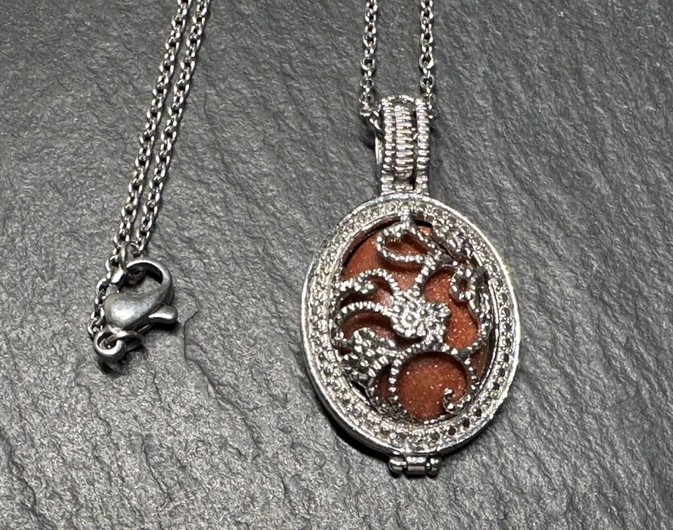 ¿ACERO INOXIDABLE Y PIEDRA DORADA? COLLAR COLGANTE EN CADENA 20" EN CAJA I10 Foto 4 de 4