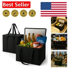 2-Pack, XL-Large Insulated Grocery Shopping Bags, Black, Reusable Bag,Thermal...