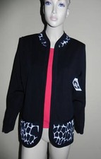Misook Black/white Animal Print Jacket M