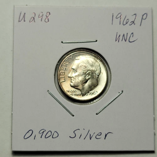 1962 P US SILVER Uncirculated 10 Cent Roosevelt Dime UNC From Mint Set U298