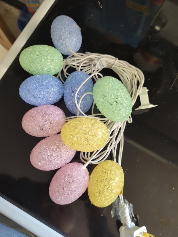 1 set of 10 Crystal Pastel Easter Egg String Lights Melted Popcorn 