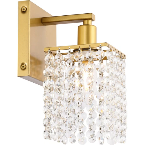 Crystal Wall Sconce Light Fixture Bathroom Vanity Foyer Dining Room Brass Color - Picture 9 of 12