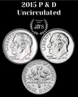 2015 P&D Roosevelt Dime 2Coin Set - BRILLIANT UNCIRCULATED (BU)
