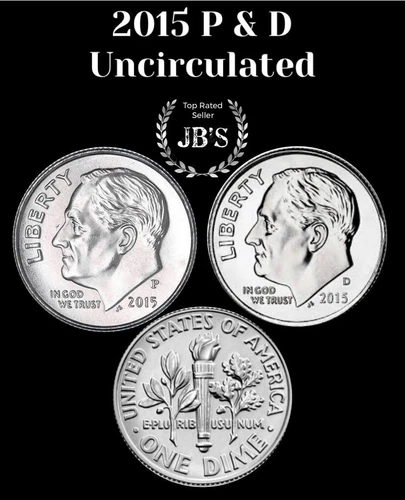2015 P&D Roosevelt Dime 2Coin Set - BRILLIANT UNCIRCULATED (BU)