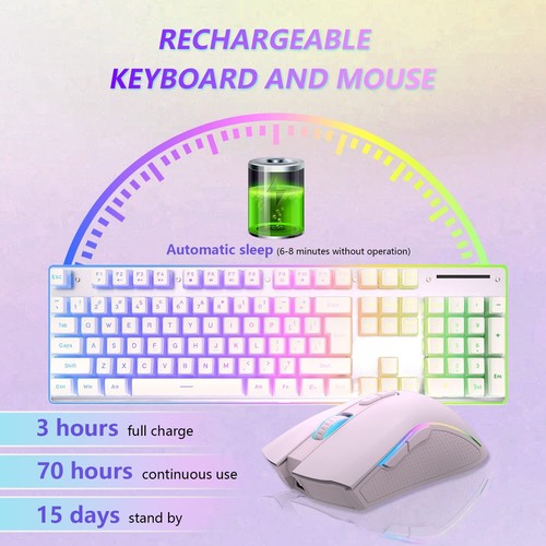 HXSJ L96 Wireless Rechargeable RGB Keyboard Mouse Combo with Pudding Keycaps - Picture 4 of 34