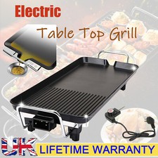 Electric Table Top Grill Griddle BBQ Hot Plate Camping Cooking Cast Pan/Utensil