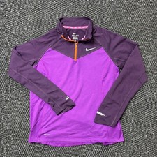 Nike Girls Element Dri-Fit 1/4 Zip Long Sleeve Pullover Berry Silver XL