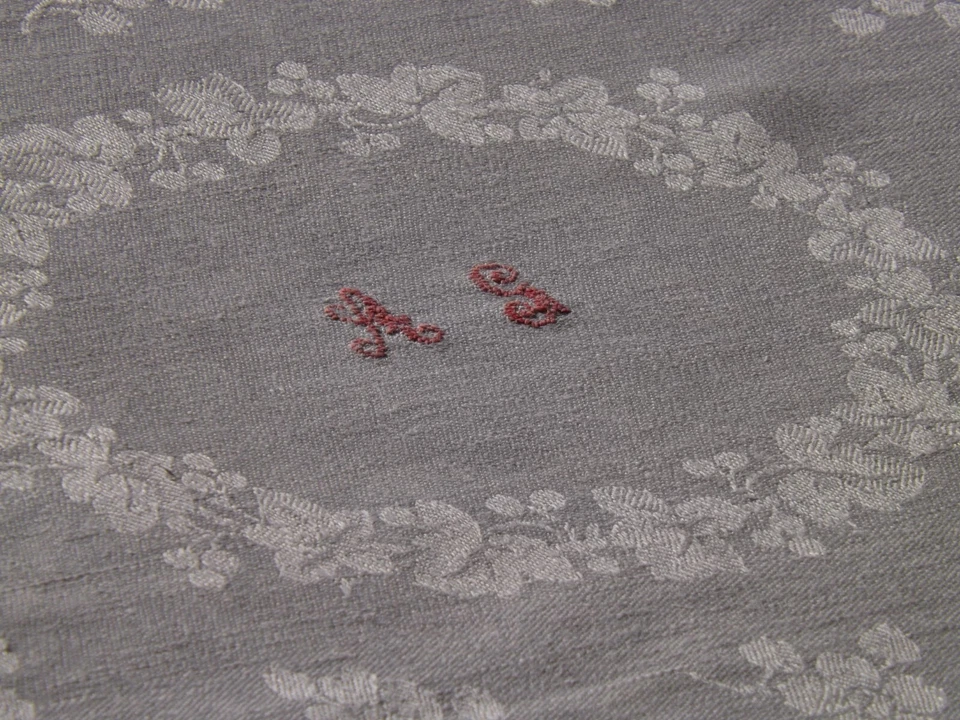 6 serviettes de table en damas de fil de lin , mono A G, anciennes - Photo 2/4