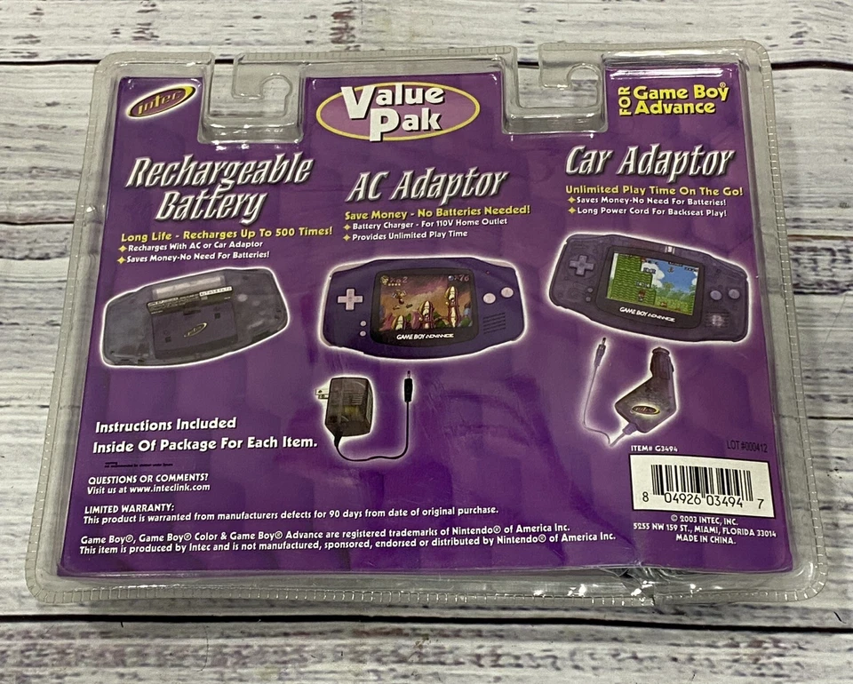 2001 Nintendo Game Boy Advance Value Pak Power Adaptor Kit Atomic Blue SEALED - Image 2 of 4