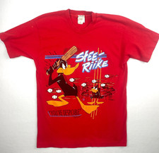 Vintage Looney Tunes Daffy Duck T Shirt Large Red Baseball Single Stitch 90s USA