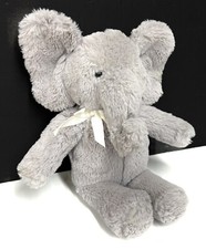 12 Pottery Barn Kids 2013 Gray Elephant Plush Stuffed Animal w/White Bow