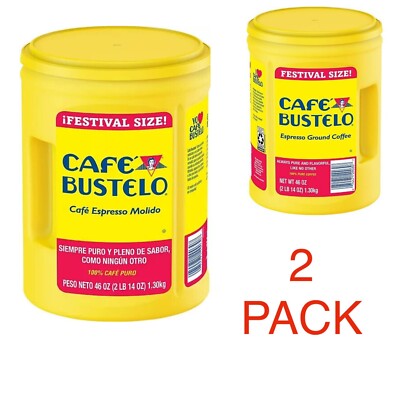 2 PACK - Cafe Bustelo Festival Size Dark Roast Ground Coffee 46 Oz (Total 92 oz)