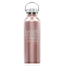 Rose Gold Stainless Steel Tumbler Travel Mug Teach Encourage Influence Teacher