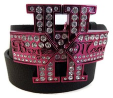 BOYZ 11 MEN BY WASHED UP HOLLYWOOD FUCHSIA WITH CRYSTALS 1   LOGO BELT BUCKLE