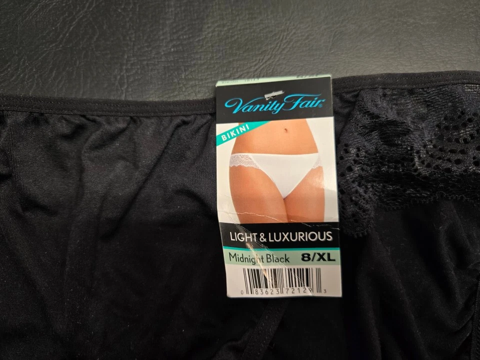 Bragas de bikini negras Vanity Fair satinadas talla 8/XL nuevas con etiquetas Foto 2 de 3