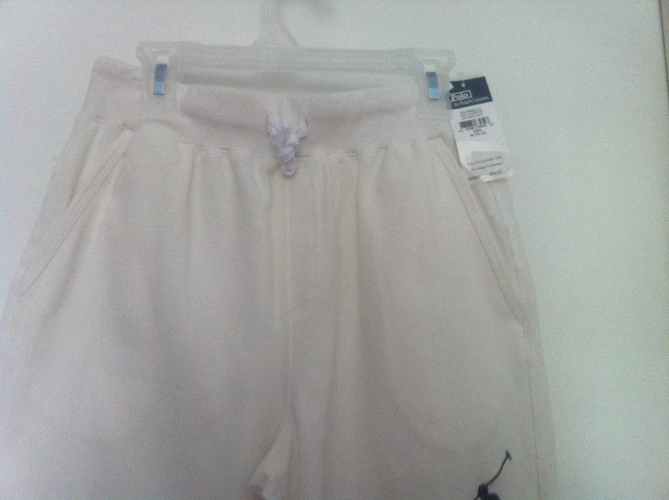 Ralph Lauren Shorts~White Pique~Lg Navy Logo~Size M (10-12)~NWT - Image 2 of 4