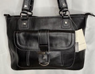 Etienne AIGNER Black Genuine Leather Purse Shoulder Bag Double Handle Handbag