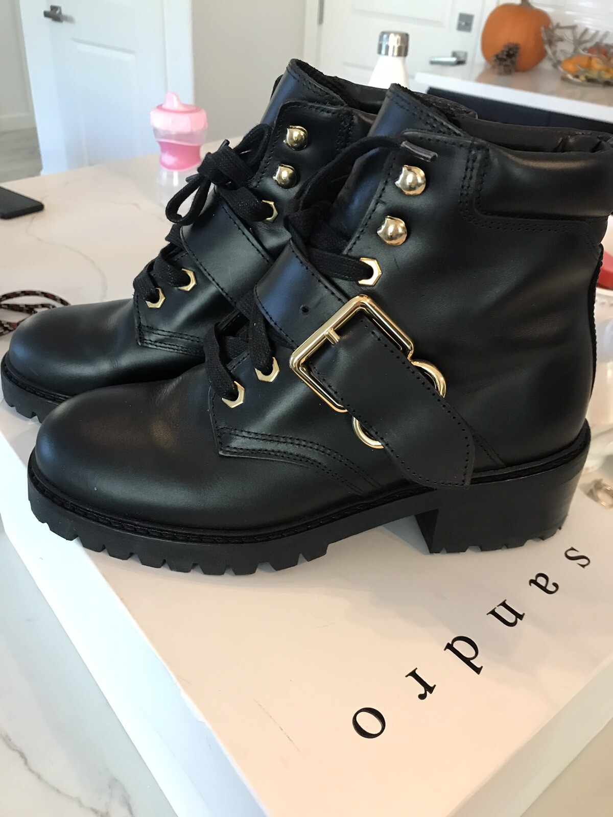Sandro Paris Lace Up Combat boots Size 