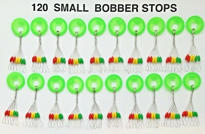 120 SMALL Fishing Rubber Float Bobber Stops Pitch Sinker size new USA colored