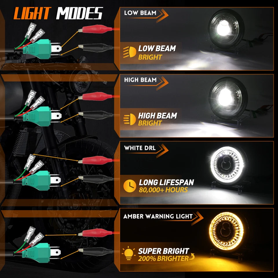 Actualización de faros LED redondos de 5,75" 5-3/4 pulgadas para Ford Galaxie 500 1962-1974 4 piezas Foto 3 de 4