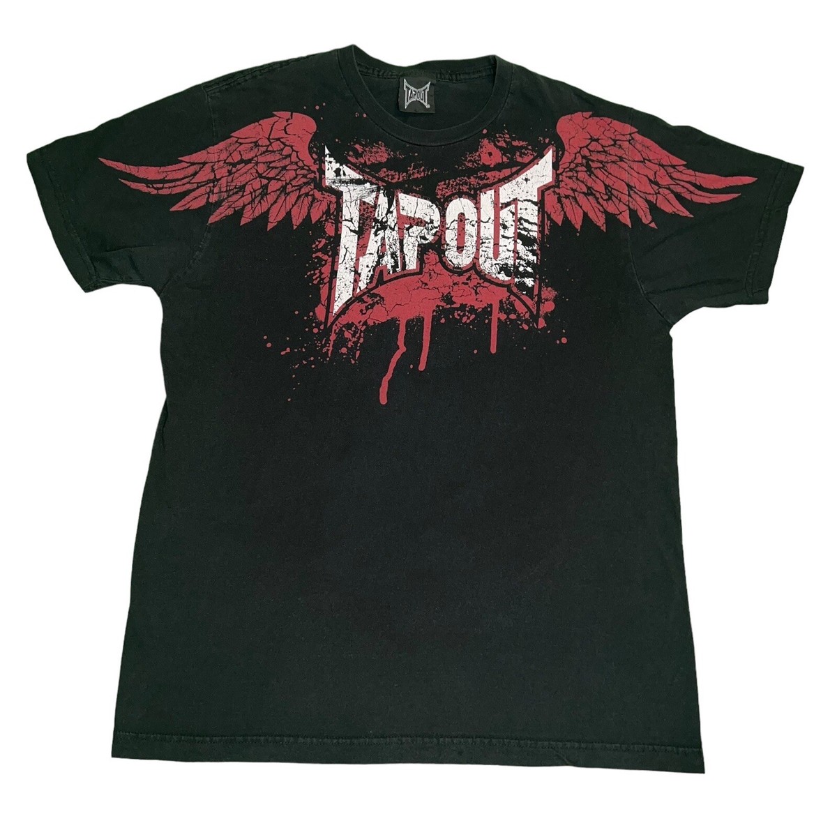 Vintage Y2K Tapout Black And Red Wings And Blood T-Shirt Size