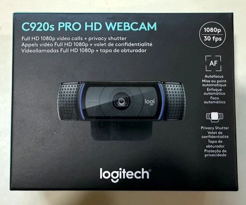 Logitech C920s Pro HD Webcam Full HD 1080p video calls + AF dual mics NEW sealed