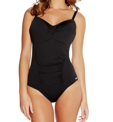 Fantasie Versailles Badeanzug Schwarz 32D 10 Raffung Gepolstert Bauchkontrolle 5773 Neu