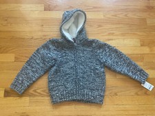 Carter's Kids Boys Sherpa Marled Gray Zip Front Hoodie Sweater sz 5 NWT NEW