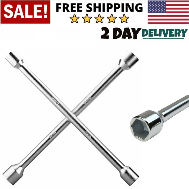 4 Way Lug Wrench Universal Car Tire Changing Repair Tool Cross Steel