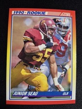 1990 Score Football NFL Junior Seau USC Rookie Card #302. rookie card picture