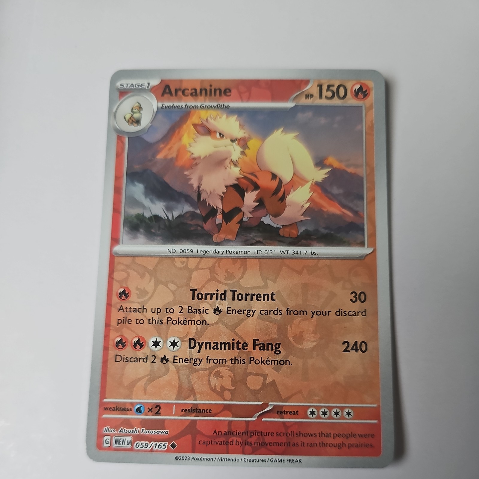 Arcanine 059/165 Uncommon 151 Pokemon Reverse Holo Near Mint