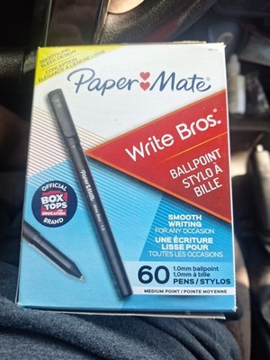 Paper Mate Medium Point Pens Write Bros. Black Ink Box Of 60 NIB FREE SHIPPING
