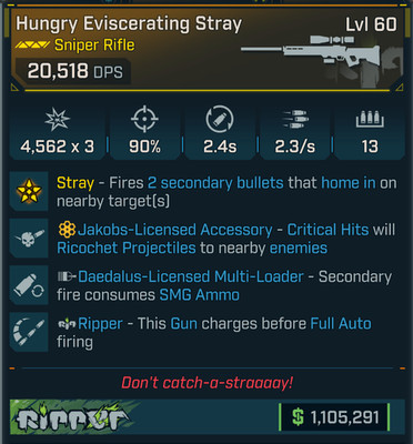 Borderlands 4 OP KINETIC EVISCERATING  STRAY SNIPER JAKOBS SMG AMMO