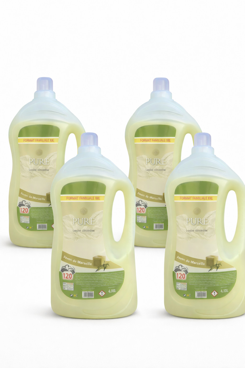 Lessive liquide concentrée PURE formule anti-tache active lot 4x4L
