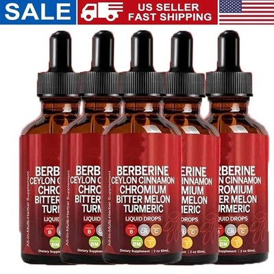 5/3PACK Clean Nutra Berberine with Ceylon Cinnamon Supplement Liquid Drops NEW--