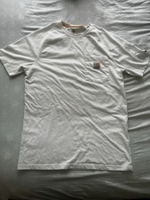 Carhartt Men  s White Shirt With Pocket Size:small  Relaxed Fit