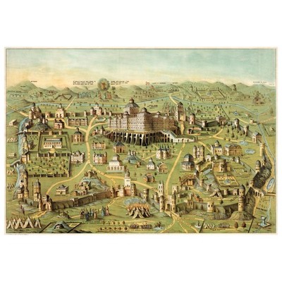 1846 Historic Jerusalem Old City Map Featuring Solomon s Temple Artwork