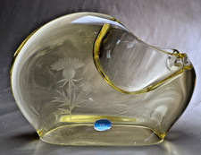 Feine ZBS Bohemia Sklo Union Vase, Gravur, Distel, 19 x 13 cm, Klinger?