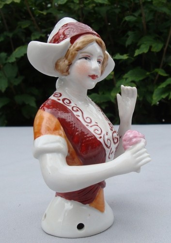 Jugendstil Halbpuppe Figur Holländerin Halbpuppe Nadelkissen Arme weg A - Bild 2 von 10