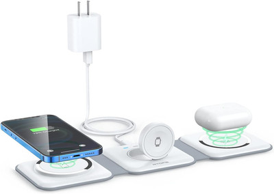Wireless Charger 3 in 1, Magnetic Travel Wireless Charging Station Multiple Devi